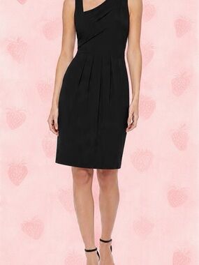🍓Calvin Klein Classic Black Sheath Dress - Elegant One-Shoulder